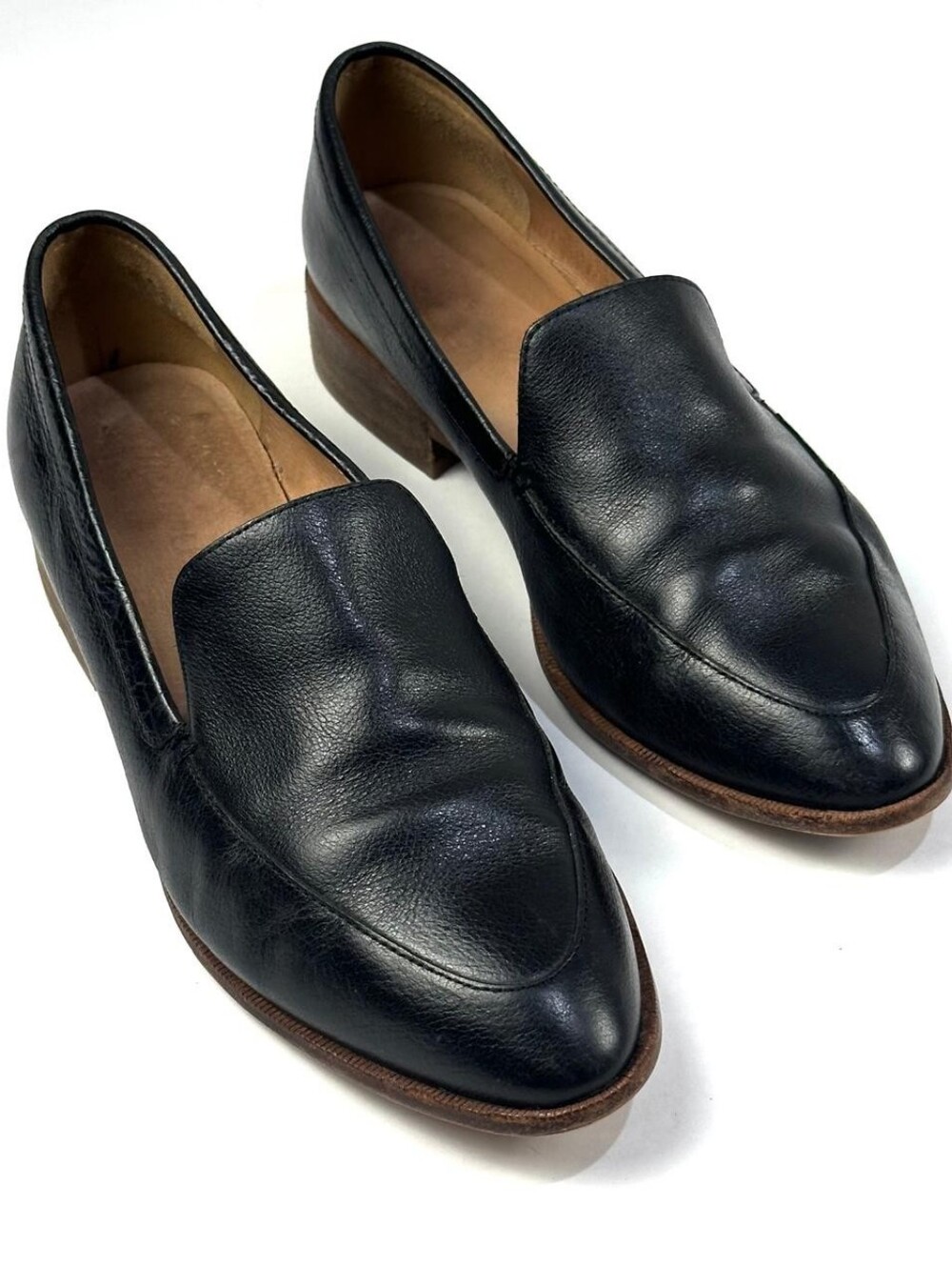 Madewell Frances Loafer Black Leather Pointed Toe Slip On Flat Shoes Womens 8